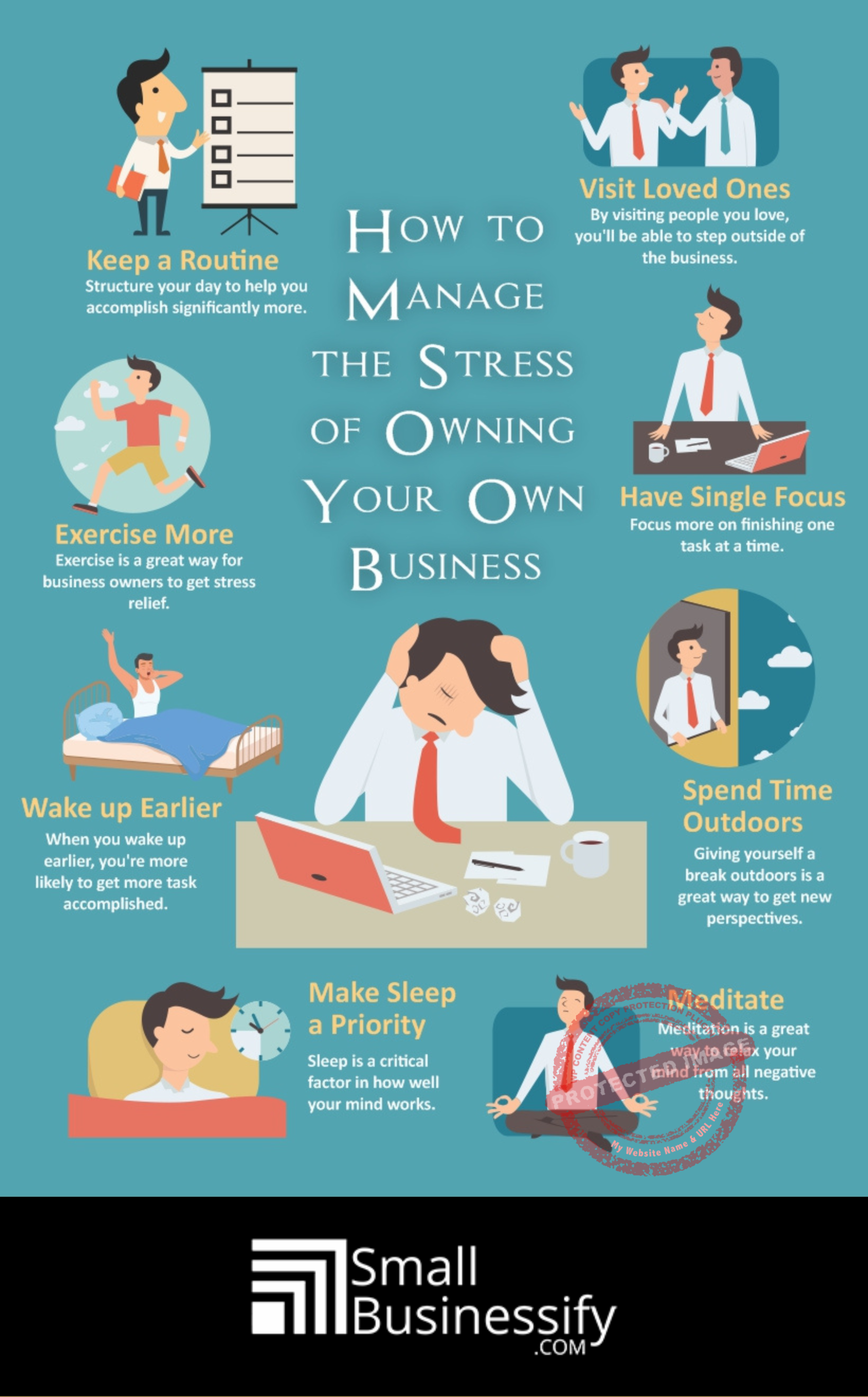 How to manage the stress of owning your own business infographic